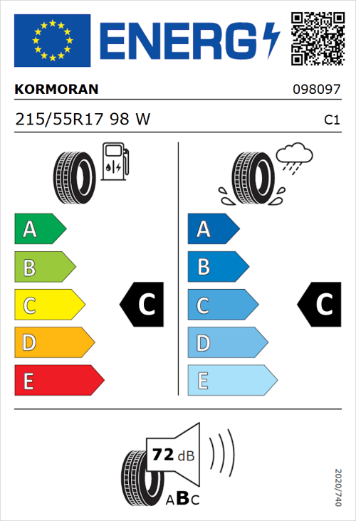 Tyre Label for Kormoran Ultra High Performance 215/55R17 98W