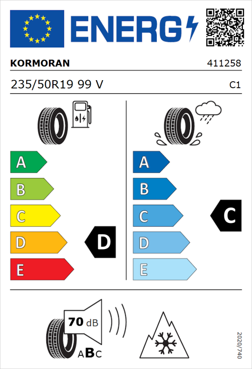 Tyre Label for Kormoran SUV Summer 235/50R19 99V