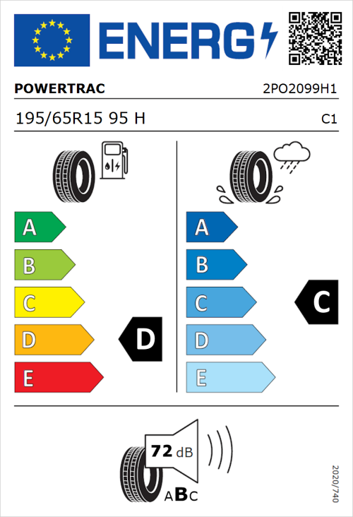 Tyre Label for Powertrac Adamas H/P 195/65R15 95H